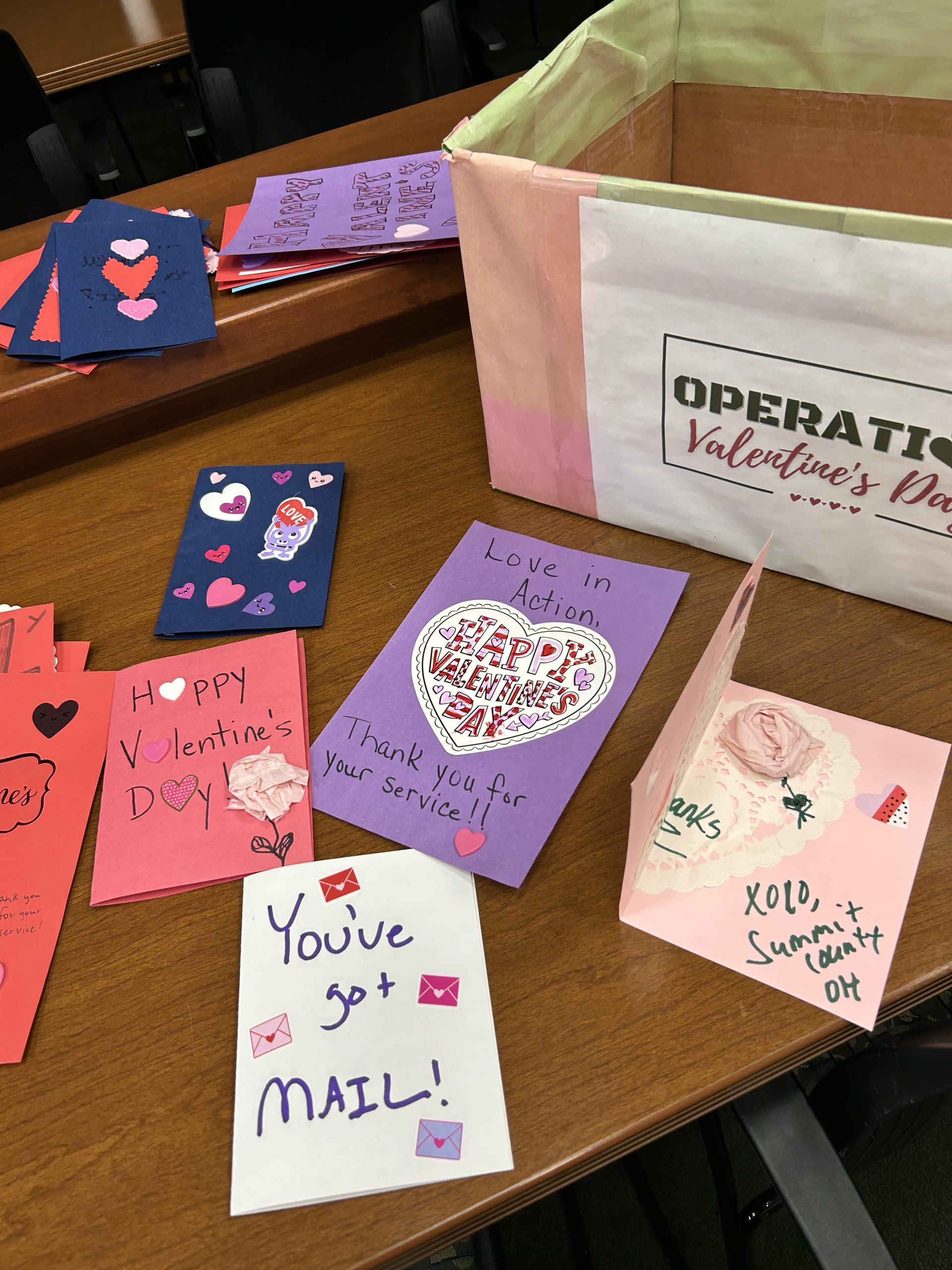 Operation Valentine 2025 - Valentine Day Cards Logo for Operation Valentine Day on a box full of Cards